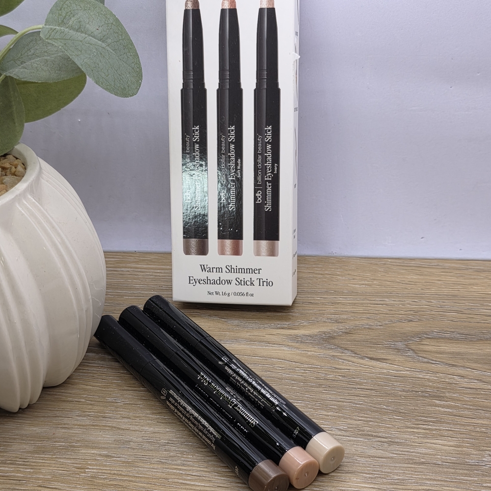 bdb Billion Dollar Beauty Warm Shimmer Eyeshadow Stick Trio – Nude Metallic NEW!